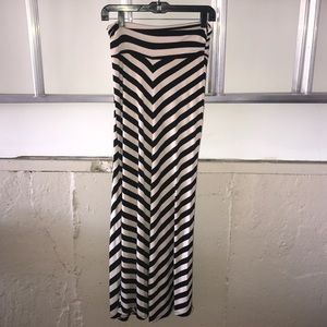 Black & Tan Stripped Maxi Skirt